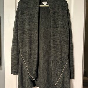 Market & Spruce gray cardigan with zipper detail